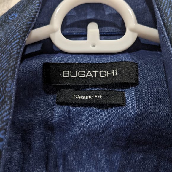 Bugatchi Grey/Blue Button Down Shirt: Men's Small - Picture 2 of 3